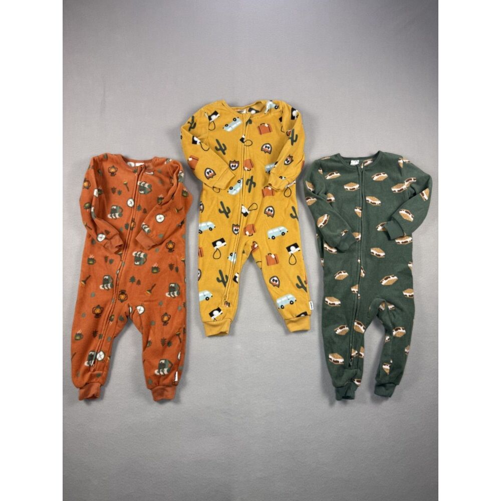 Gerber 3-piece Bundle Fleece Onepiece Footless Rompers (Bodysuits) Size 2T